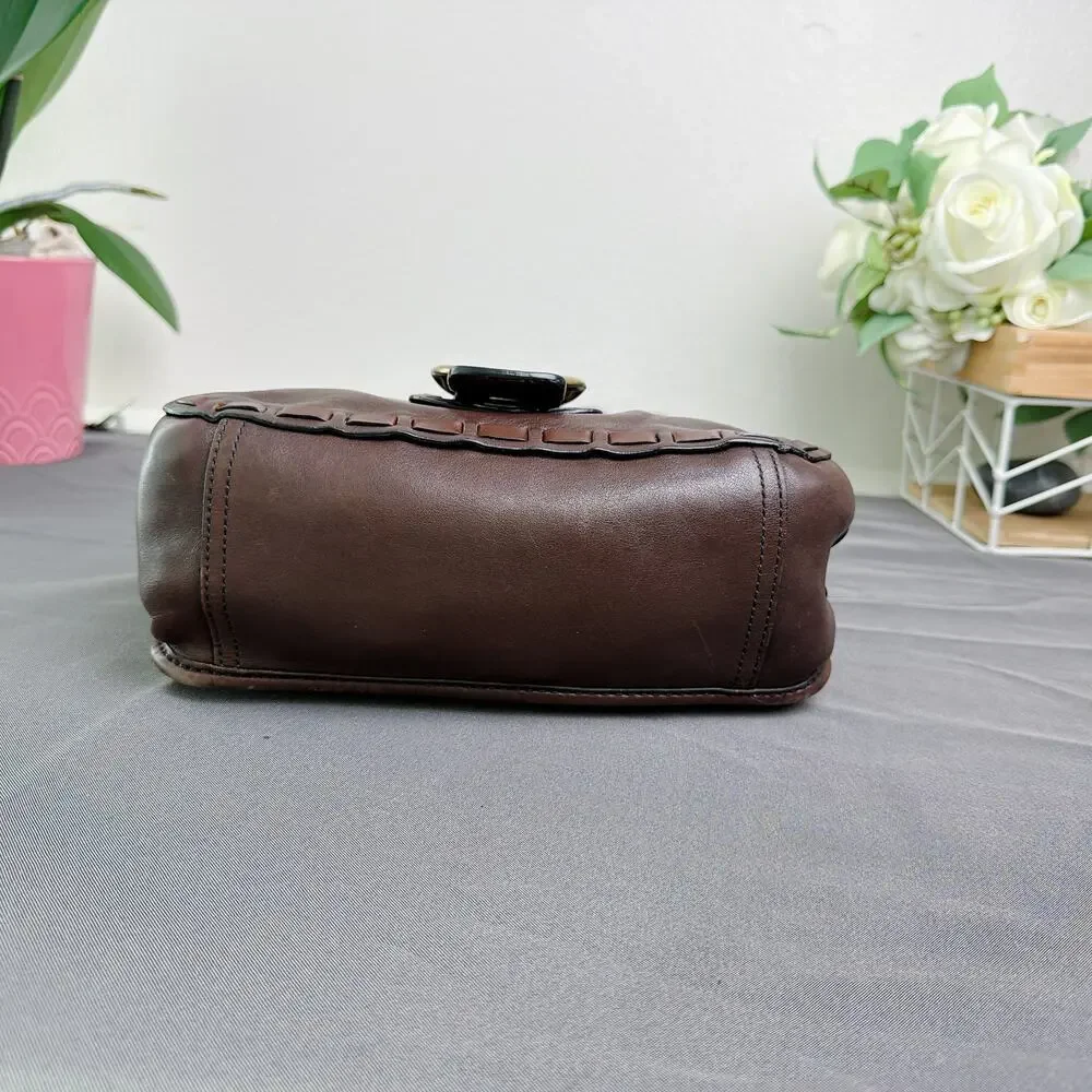 Coach Bleeker Tattersall Laced Strap Whiskey Leather Bag 11446